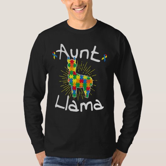 tante Llama Puzzle Piece Ribbon Autism Awarene T-shirt (Voorkant)