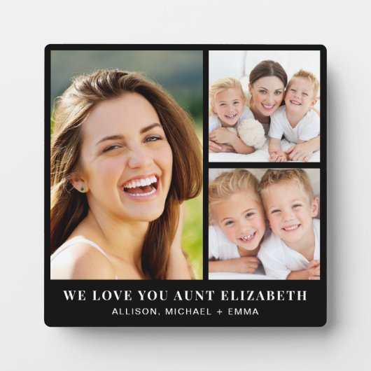 Tante Love You 3 Photo Collage Zwart Fotoplaat (Voorkant)