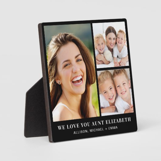 Tante Love You 3 Photo Collage Zwart Fotoplaat (Voorkant)