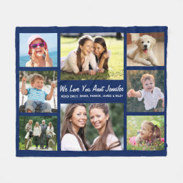 Tante Love You Foto Collage Persoonlijk Blauw Fleece Deken