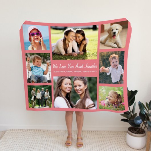 Tante Love You Foto Collage Persoonlijk Koraal Fleece Deken