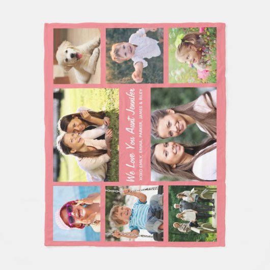 Tante Love You Foto Collage Persoonlijk Koraal Fleece Deken (Voorkant)