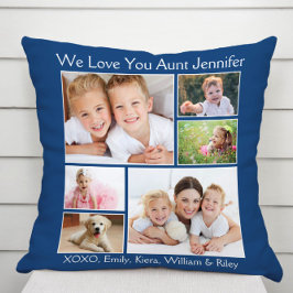 Tante Love You Fotocollage Blauw Kussen