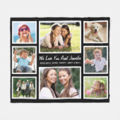 Tante Love You Fotocollage Zwart Fleece Deken (Voorkant (Horizontaal))