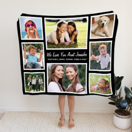 Tante Love You Fotocollage Zwart Fleece Deken