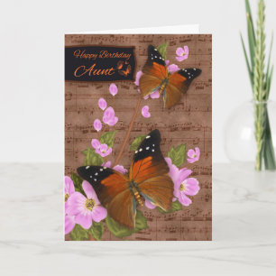 Tante, met Flipper Butterfly Op Roze Appelbloesem Kaart