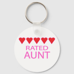 Tante met vijf harten sleutelhanger