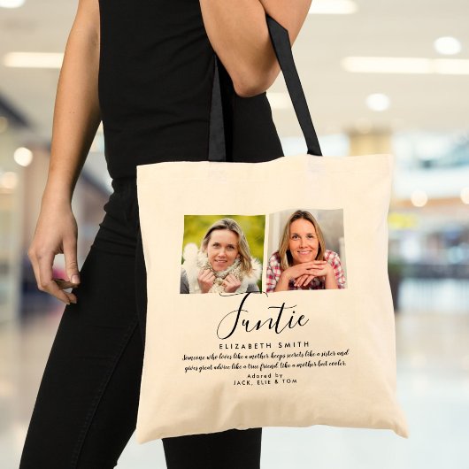 Tante Modern Script Tante Citaat Foto Tote Bag