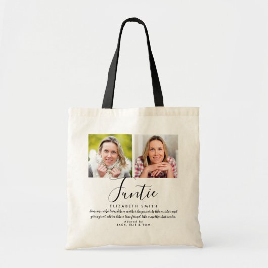 Tante moderne script citaat foto tote bag (Voorkant)