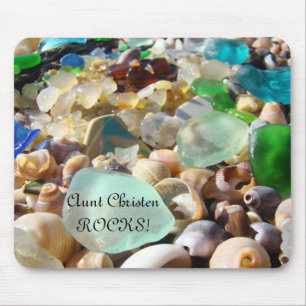 Tante naam Rocks! Gepersonaliseerd strand met Mous Muismat