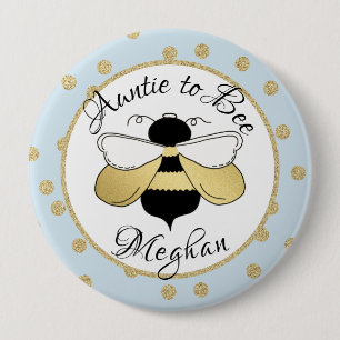 Tante naar Bee Gold Confetti Ronde Button 4,0 Cm