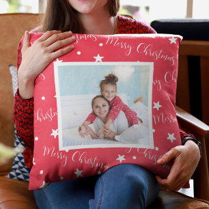 Tante Niece Custom Photo Red Kerstmis Kussen