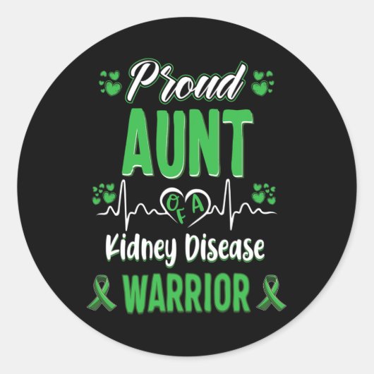 Tante Nierziekte Warrior Awareness Lint Groen Ronde Sticker (Voorkant)