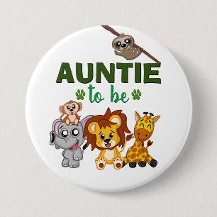 tante Oerwoud Safari Baby shower Ronde Button 7,6 Cm