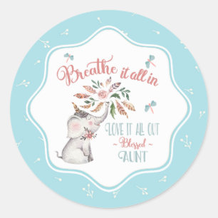 Tante-olifant en Dragonfly-cadeau zonder zegen Ronde Sticker