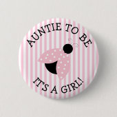 Tante om Roze Ladybug Baby shower Button te zijn (Voorkant)
