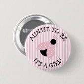Tante om Roze Ladybug Baby shower Button te zijn (Voorkant /achterkant)