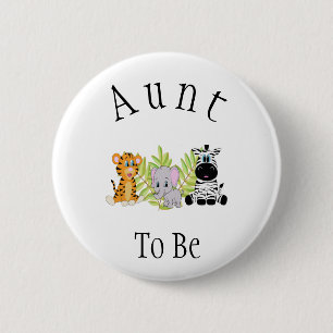 Tante om Safari Oerwoud New Aunt Baby shower Ronde Button 5,7 Cm