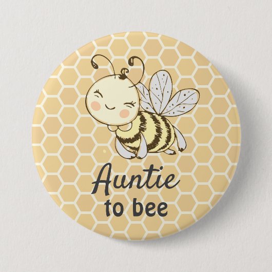 Tante om tante Yellow Bumblebee Baby shower te zij Ronde Button 7,6 Cm (Voorkant)