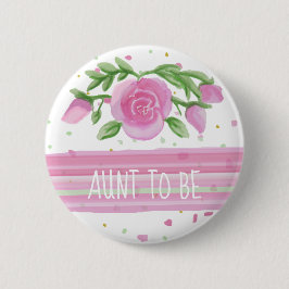 Tante om Waterverf roze rozenBaby shower te zijn Ronde Button 5,7 Cm