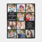 Tante oom 10 Foto Collage Black Fleece Deken (Voorkant)