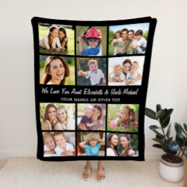Tante Oom 12 Fotocollage Zwart Fleece Deken