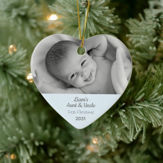 Tante oom 1 Kerstmis - Gepersonaliseerd fotohart Keramisch Ornament (Boom)