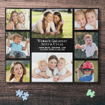 Tante Oom 8 Fotocollage Legpuzzel<br><div class="desc">Een leuk cadeau voor 's werelds beste tante en oom,  deze zwarte puzzel heeft een 8-fotocollage van hun nichten en neven en 's werelds grootste tante en oom' in elegante witte typografie.</div>