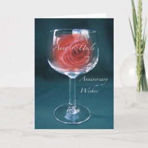 Tante & Oom Jubileum Wijnglas Roze Felicitaties Kaart