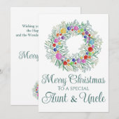 Tante & Oom kleurrijke kerst krans Feestdagenkaart (Voorkant / Achterkant)