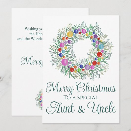 Tante & Oom kleurrijke kerst krans Feestdagenkaart (Voorkant / Achterkant)