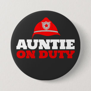 Tante op dienst brandweerman partij Button