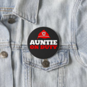Tante op dienst brandweerman partij Button (In situ)