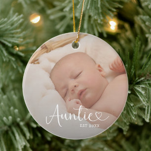 Tante Opgericht 2 Baby Foto Schattig Hart Keramisch Ornament