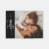 Tante Opgericht Zwart Elegant Script Foto Fleece Deken (Voorkant (Horizontaal))