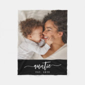 Tante Opgericht Zwart Elegant Script Foto Fleece Deken (Voorkant)