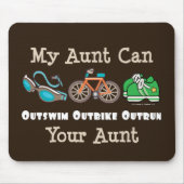 Tante Outzwemm Outbike Outrun Triathlon Mousepad Muismat (Voorkant)