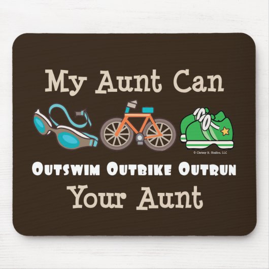 Tante Outzwemm Outbike Outrun Triathlon Mousepad Muismat (Voorkant)