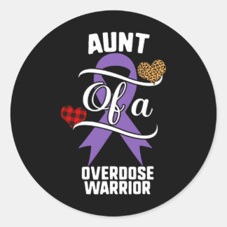 Tante Overdosis Awareness Leopard Buffalo Plaid Fa Ronde Sticker