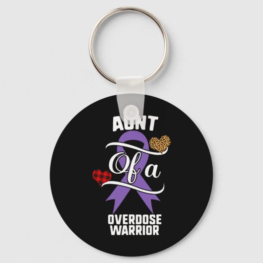 Tante Overdosis Awareness Leopard Buffalo Plaid Fa Sleutelhanger (Voorkant)