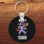 Tante Overdosis Awareness Leopard Buffalo Plaid Fa Sleutelhanger (Voorkant)