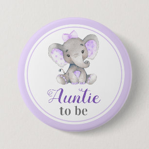 tante Paars Baby Girl Shower Elephant Ronde Button 7,6 Cm