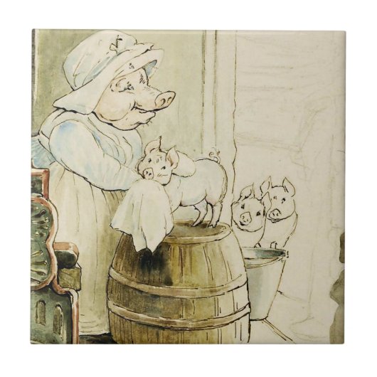 Tante Pettitoes en drie biggen van Beatrix Potter Tegeltje (Voorkant)