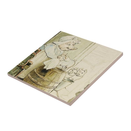Tante Pettitoes en drie biggen van Beatrix Potter Tegeltje (Zijkant)