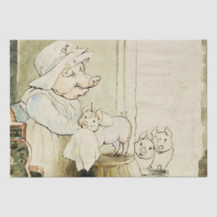 Tante Pettitoes en drie biggen van Beatrix Potter Tissuepapier