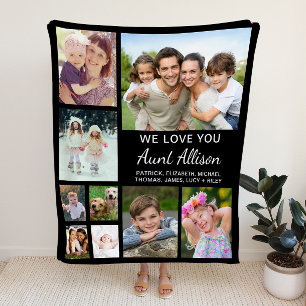 Tante Photo Collage Black Fleece Deken