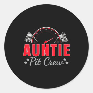 Tante Pit Crew Raceauto Bestuurder Verjaardagsfees Ronde Sticker