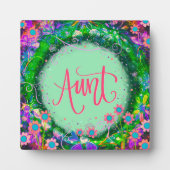 Tante  Roze Bloemen Inspirivity Plaque Fotoplaat (Voorkant)