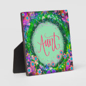 Tante  Roze Bloemen Inspirivity Plaque Fotoplaat (Voorkant)