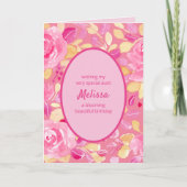 Tante roze geel gepersonaliseerde bloemen verjaard kaart (Voorkant)